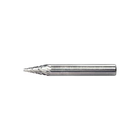 Pferd Carbide Bur - Cone (Pointed), DBL Cut - 1/4" x 1/2" x 1/4" Shank - SM-1 25202